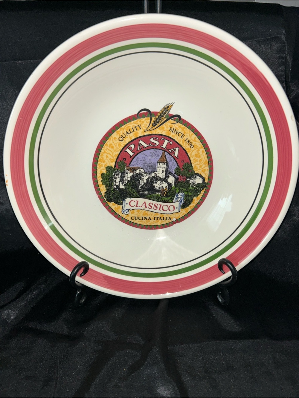 ClassiCon Pasta Serving Bowl in White with Red & Green Bands